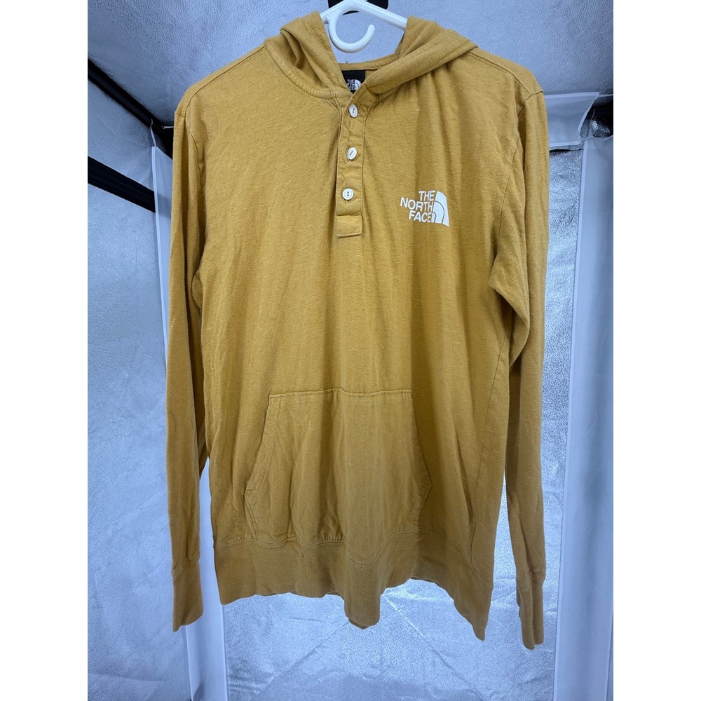 The‎ North Face Mens Hoodie Pullover Button Pocket Long Sleeve Top Small Yellow